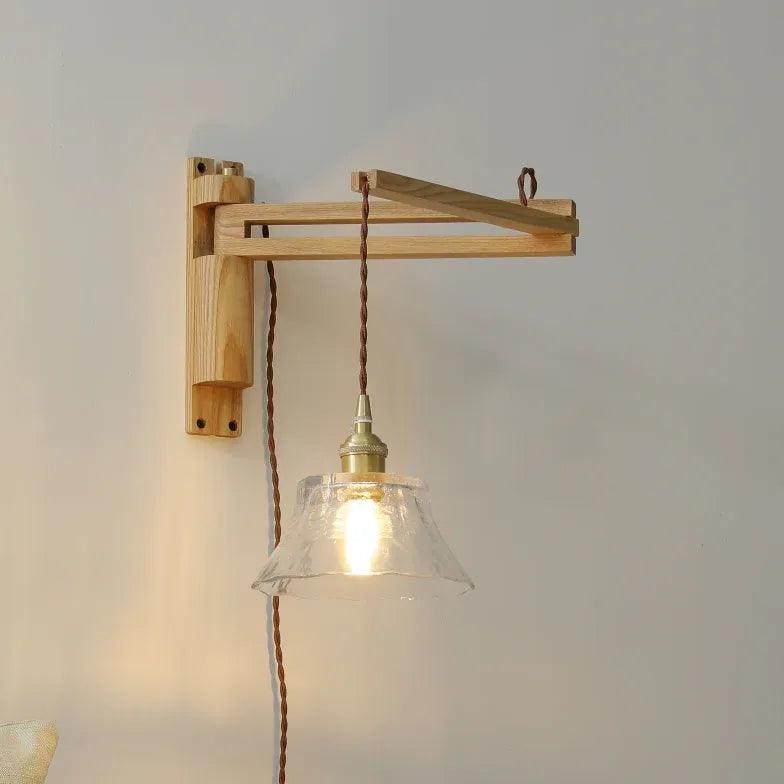 Walnut Glass Vintage Plug in Wall Lights - Clowas