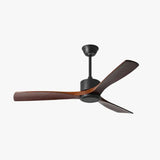 Walnut Wood Blade Black Rod Ceiling Fan Light - Clowas