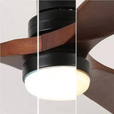 Walnut Wood Blade Black Rod Ceiling Fan Light - Clowas