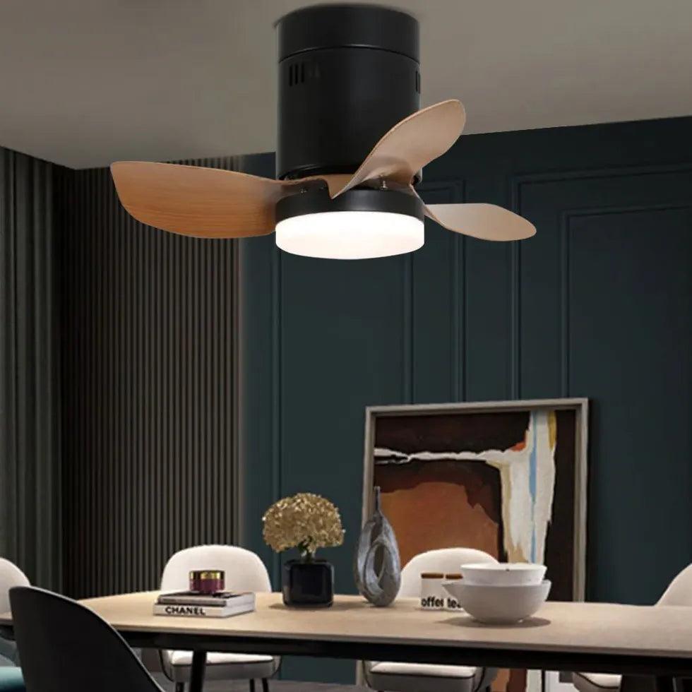 Retro Wooden Small Ceiling Fans With Lighting