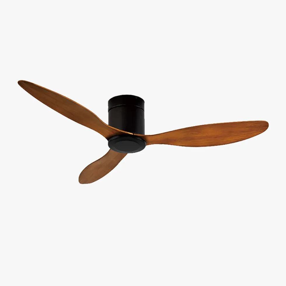 Three-Blade Wood Grain Living Room Ceiling Fan Light - Clowas