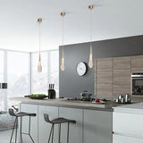Water Droplet Linearity Gold Kitchen Pendant Light - Clowas