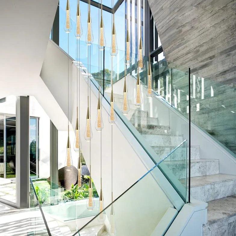 Water Droplet Linearity Gold Kitchen Pendant Light - Clowas