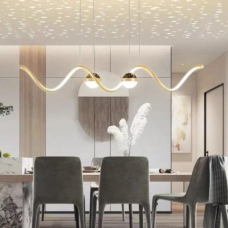 Wavy Spherical Shape Modern Dining Room Pendant Light - Clowas