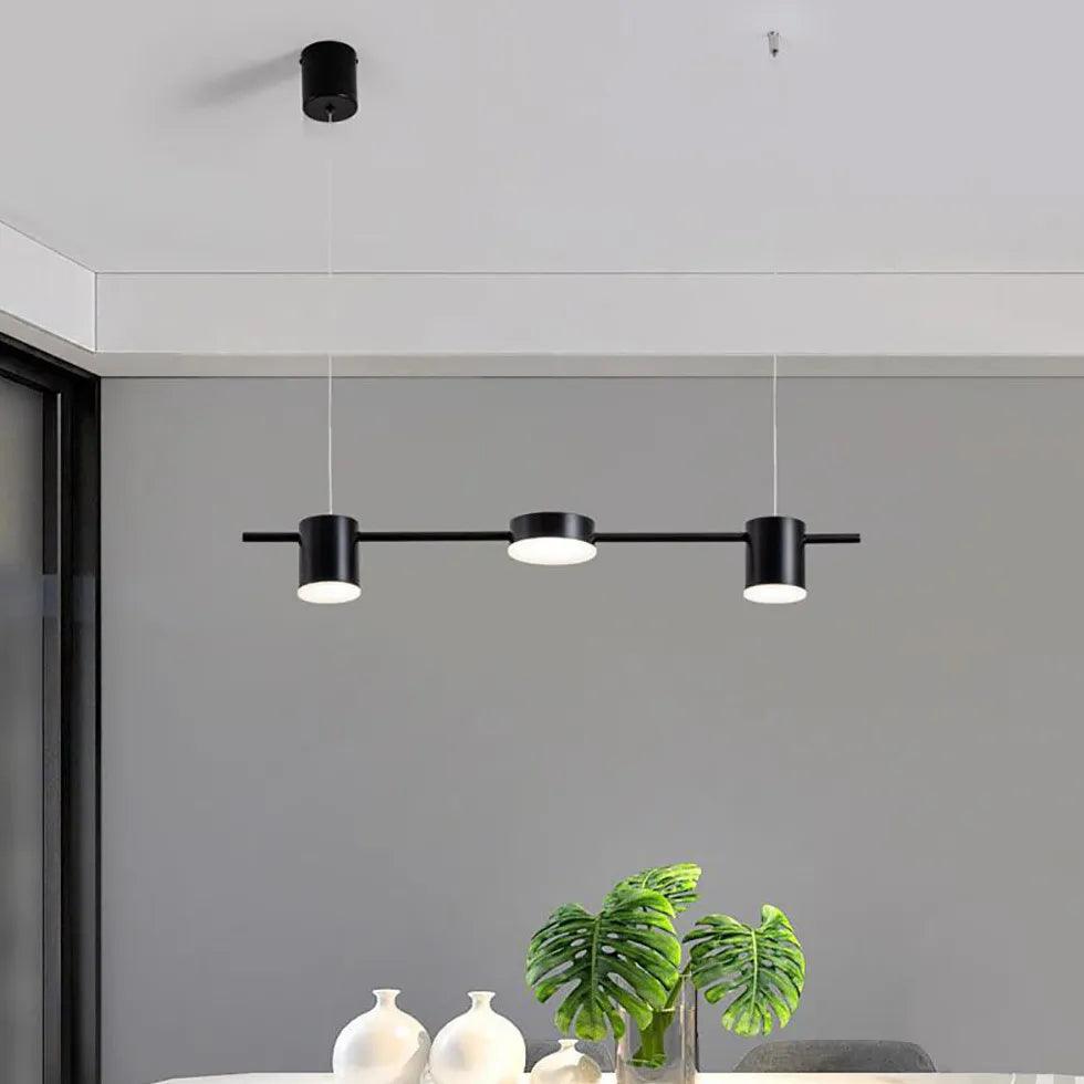 Modern Black Linear Pendant Light For Dining Table
