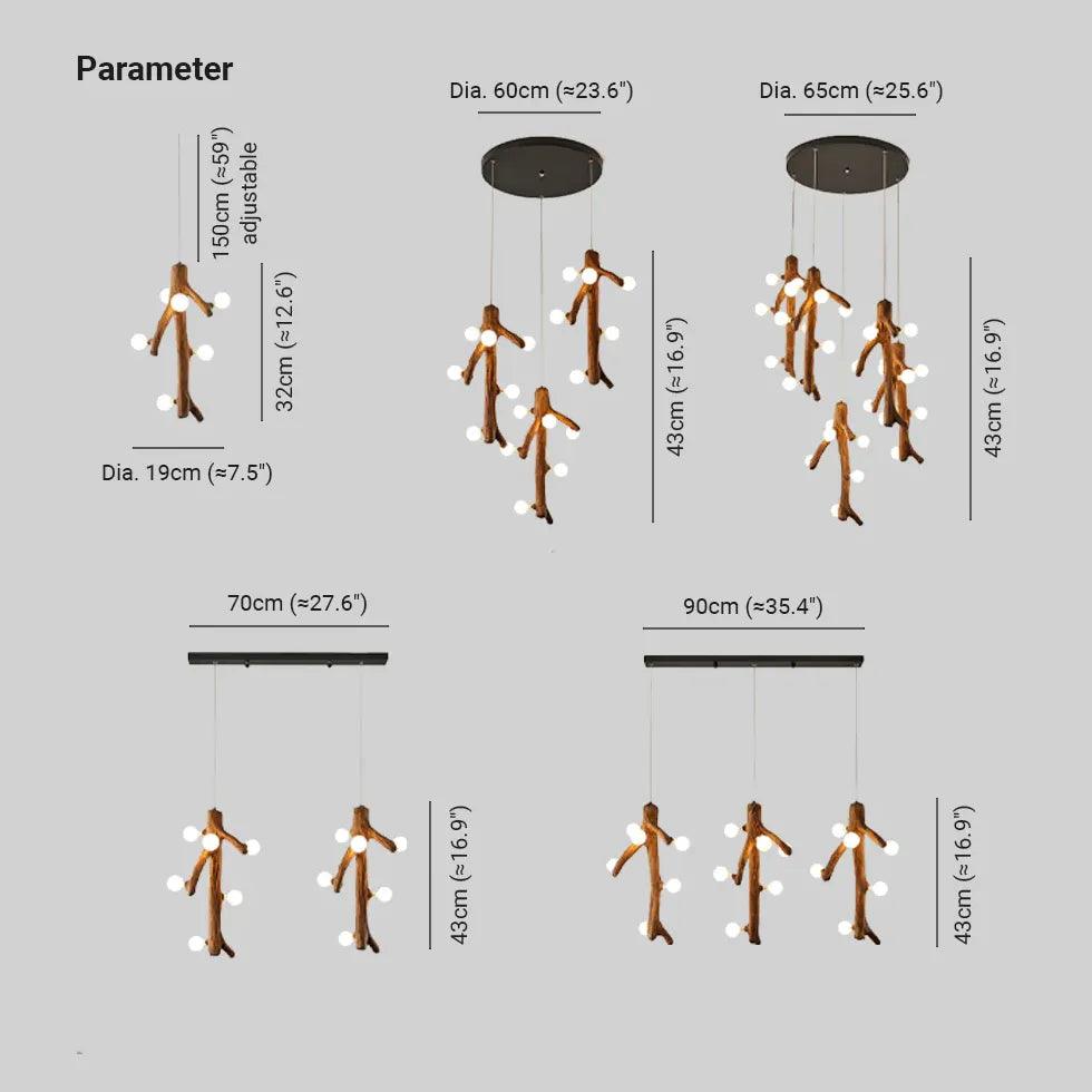 White Ball on Tree Trunk LED Chandelier - Clowas