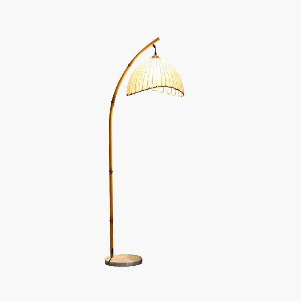 White Curved Fabric Retro Floor Lamp - Clowas
