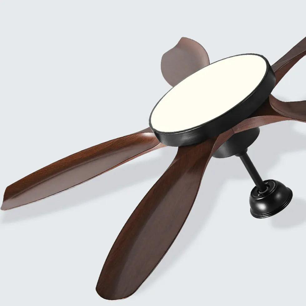 White Disc Wooden Ceiling Fan with Light - Clowas