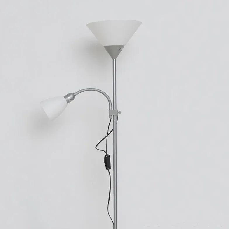 White Dual-Light Upright Plug-In Floor Lamp - Clowas