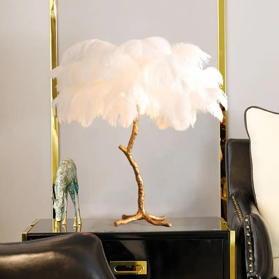 White Feather Tree Design Table Lamp - Clowas
