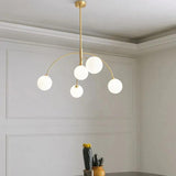 Modern Iron Chandelier with Glass Globes for Living Room