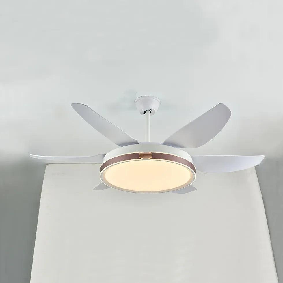 White Metal LED Modern Fan Light - Clowas