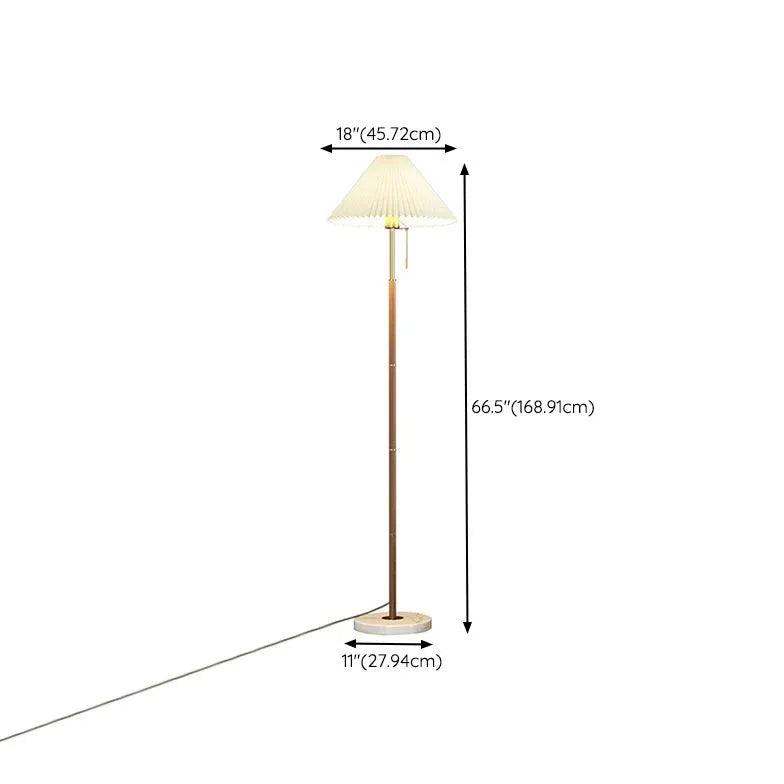 White Pleated Cone-Shaped Long Pole Floor Lamp - Clowas