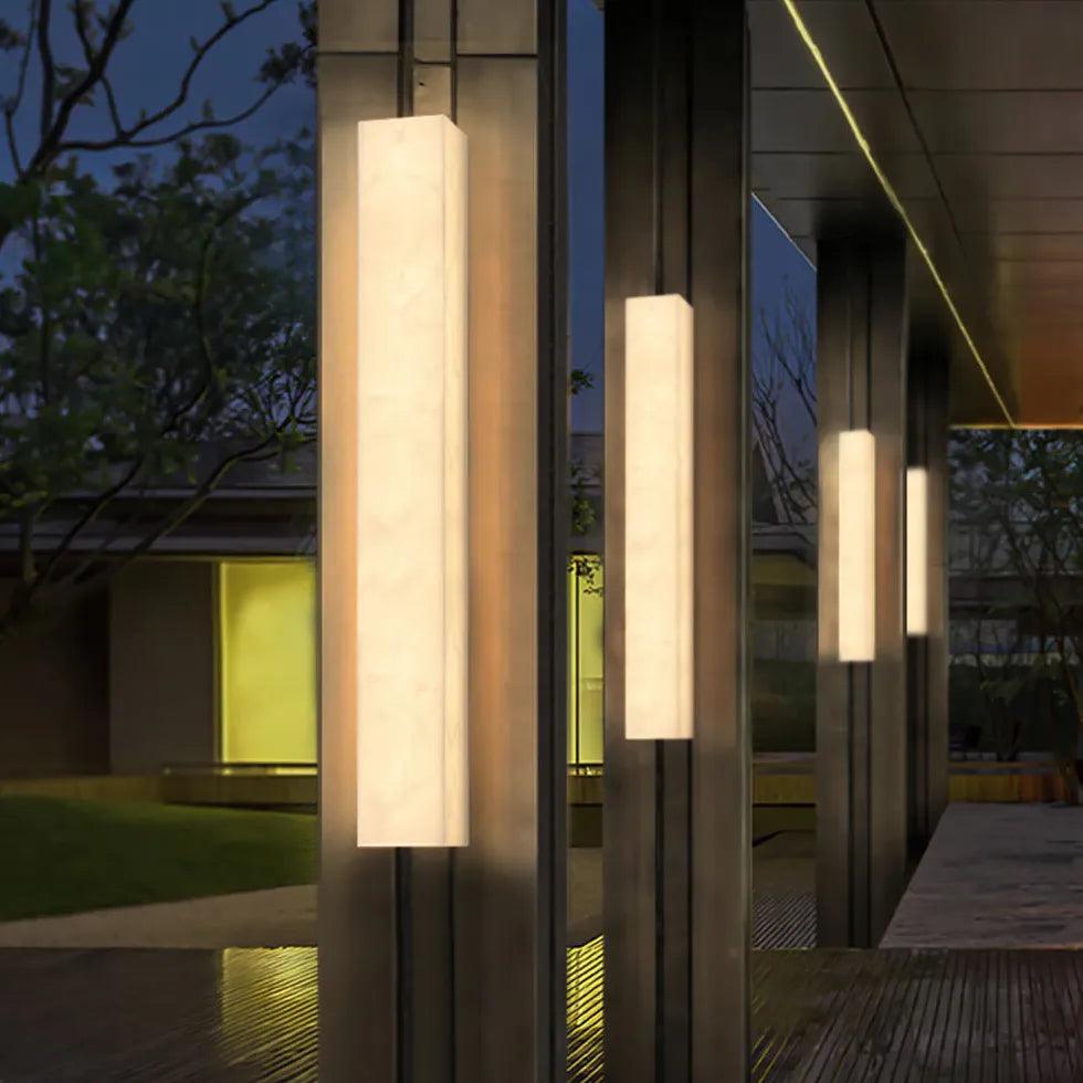 White Resin Edge LED Outdoor Wall Lights - Clowas