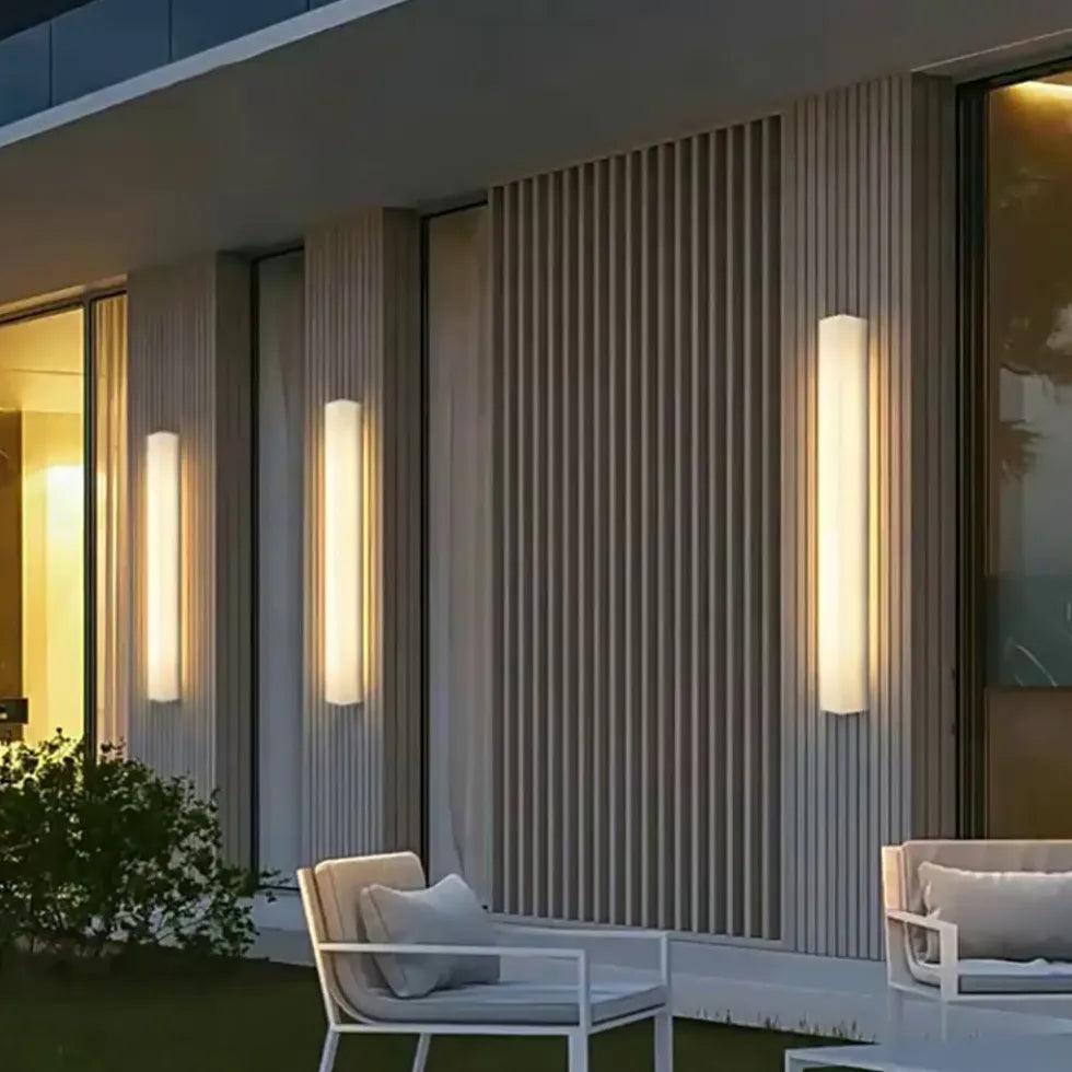 White Resin Edge LED Outdoor Wall Lights - Clowas