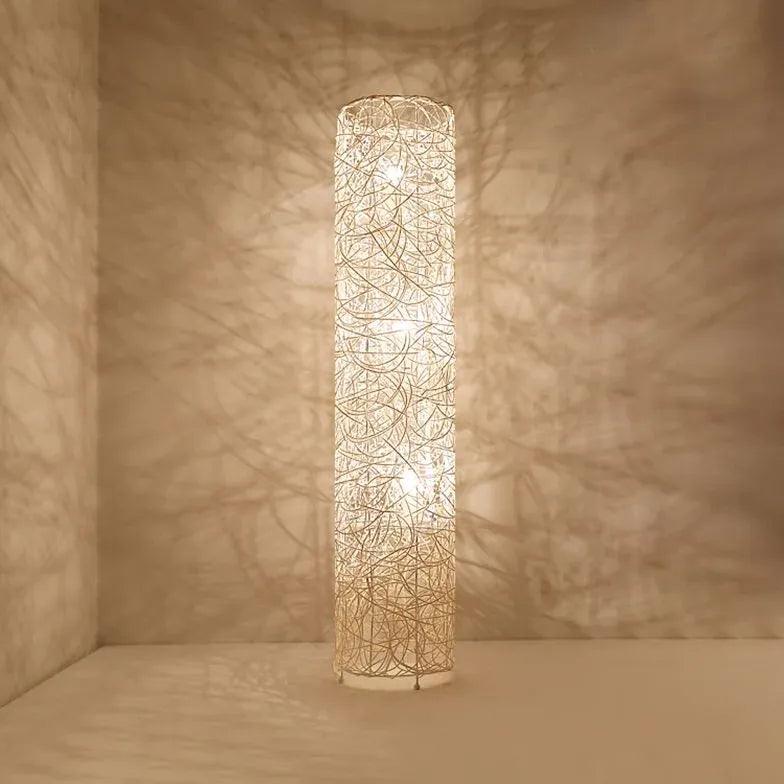 White Retro Rattan Woven Floor Lamp - Clowas