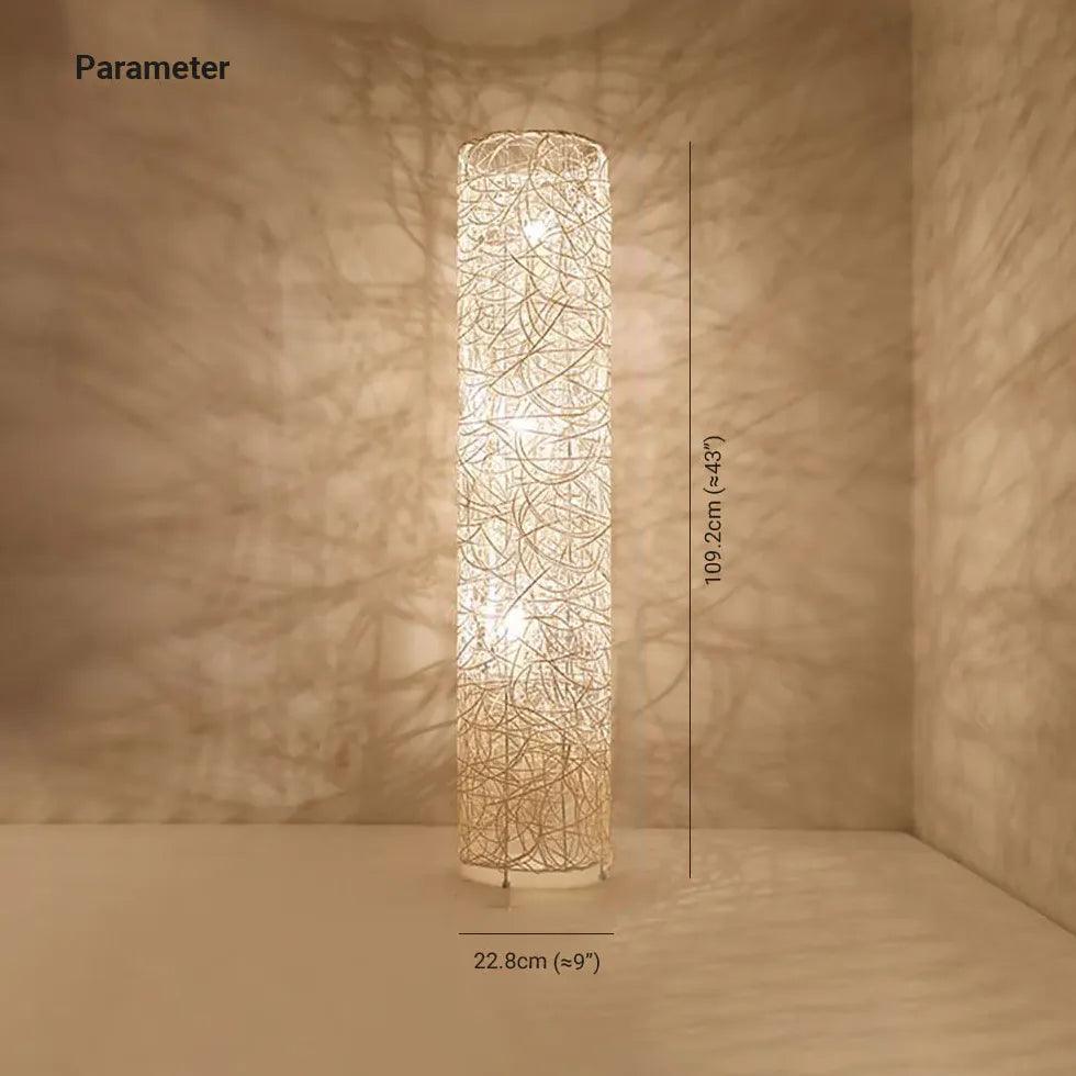 White Retro Rattan Woven Floor Lamp - Clowas