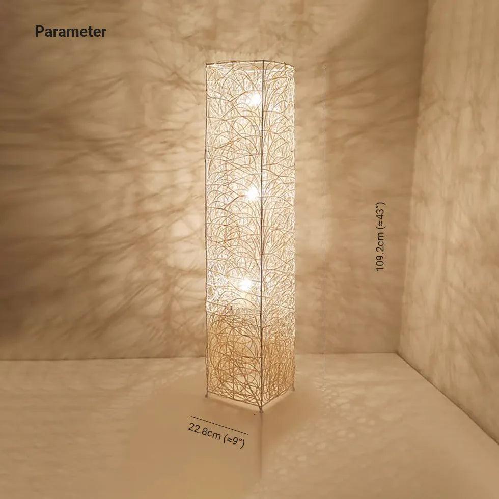 White Retro Rattan Woven Floor Lamp - Clowas