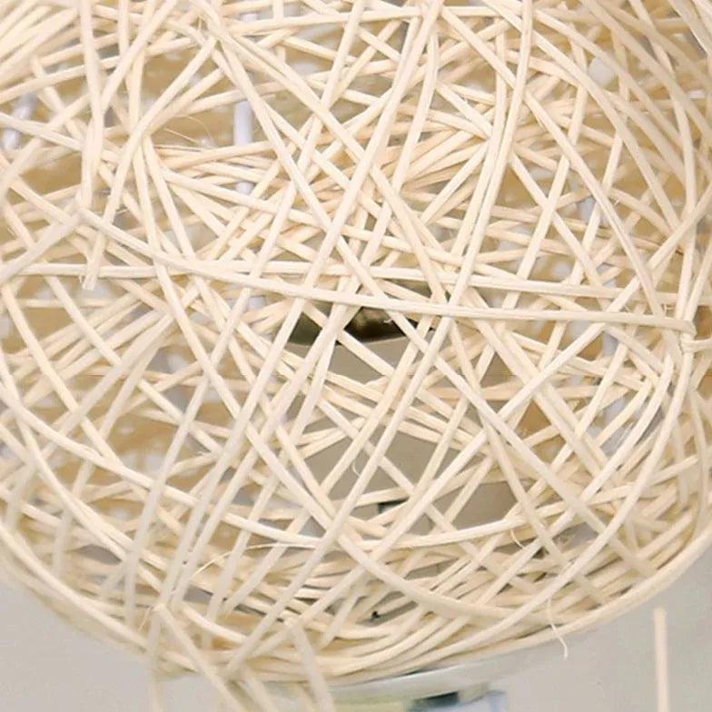 White Retro Rattan Woven Floor Lamp - Clowas