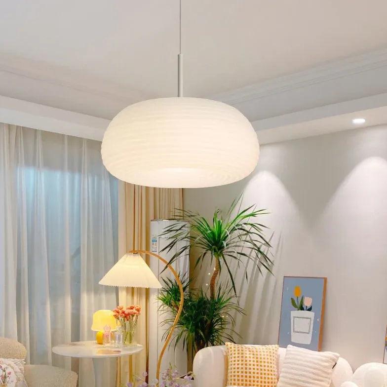White Round Lampshade Modern Pendant Light - Clowas