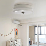 Cream Round Glass Ceiling Light for Bedroom