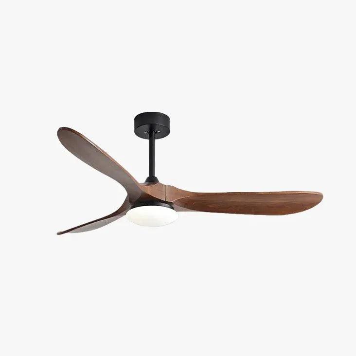 Wood Black Industrial Living Room Fan Light - Clowas