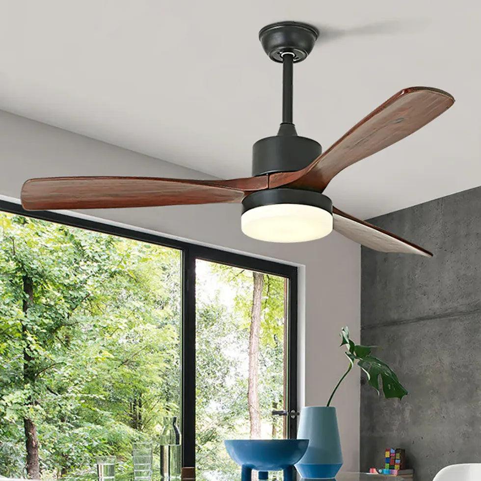 Wood Black Industrial Living Room Fan Light - Clowas