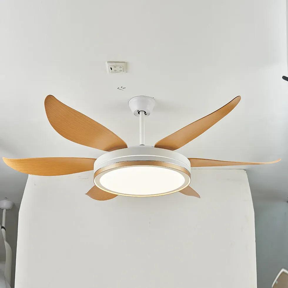 Wood Grain Modern Living Room Fan Light - Clowas