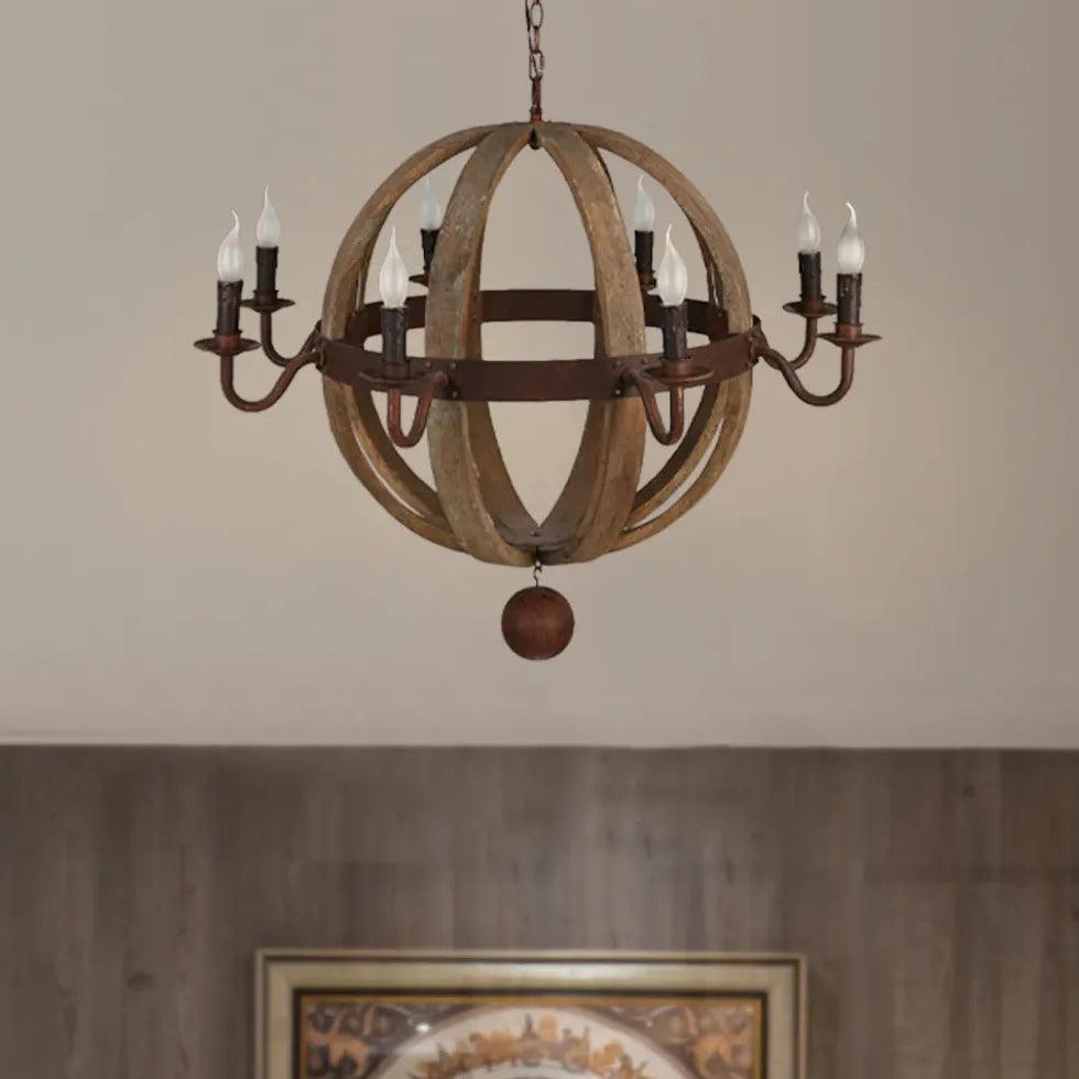 Wooden Ball Candle Vintage Wooden Pendant Light - Clowas