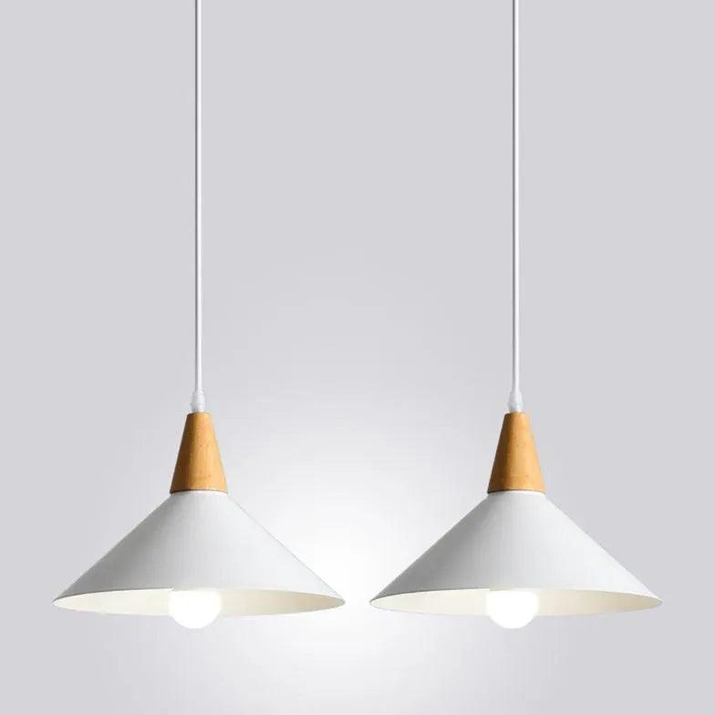 Wooden Handle Modern White Pendant Light - Clowas