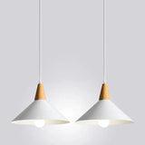 Wooden Handle Modern White Pendant Light - Clowas