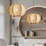 Wabi Sabi Woven Bamboo Wood Light Pendant