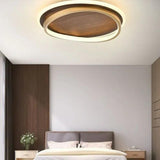 Wooden Ring Bedroom Gold Flush Ceiling Lights - Clowas