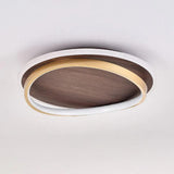 Wooden Ring Bedroom Gold Flush Ceiling Lights - Clowas