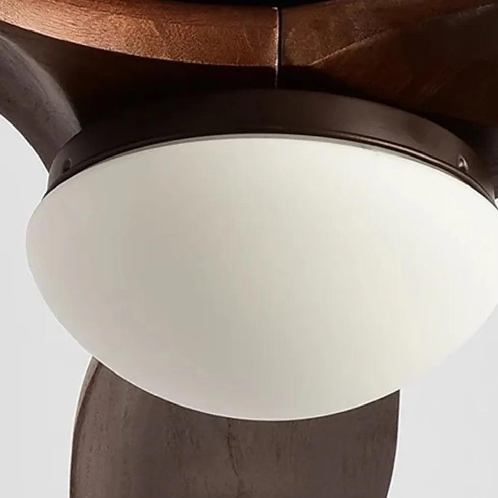 Wooden Tri-blade Walnut Color Ceiling Fan Light - Clowas