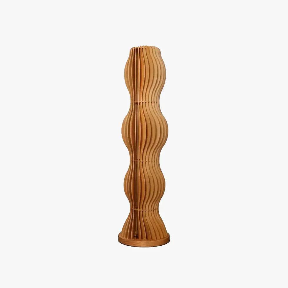 Wooden Wave-Shaped Sculptural Floor Lamp - Clowas