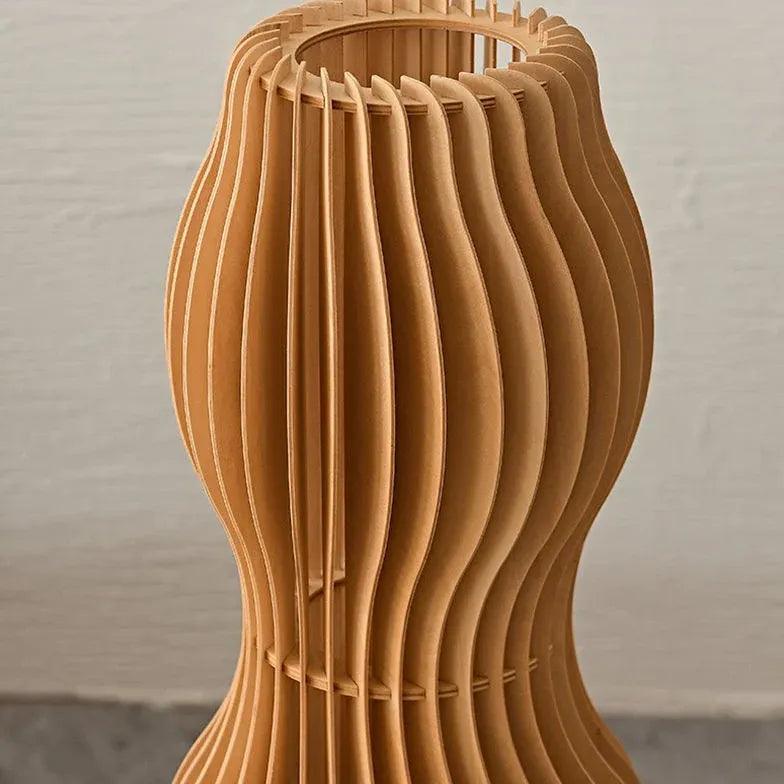 Wooden Wave-Shaped Sculptural Floor Lamp - Clowas