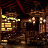 Wooden Wheel Shaped Multi-Light Industrial Chandelier - Clowas