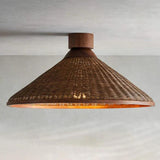 Woven Rattan Cone Shade Vintage LED Pendant Light - Clowas
