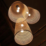 New Oriental Zen Lantern Rattan Cluster Pendant Light
