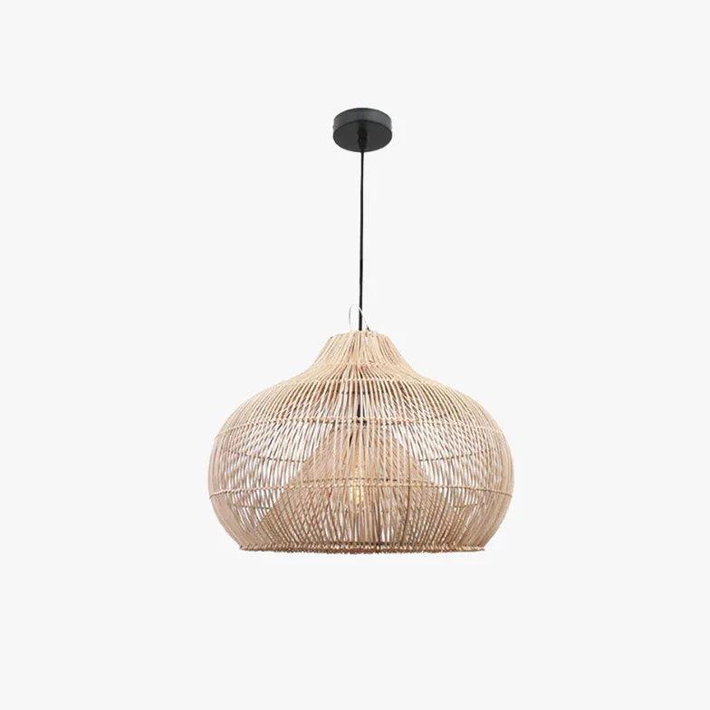 Woven Rattan Semi-Spherical Living Pendant Light - Clowas