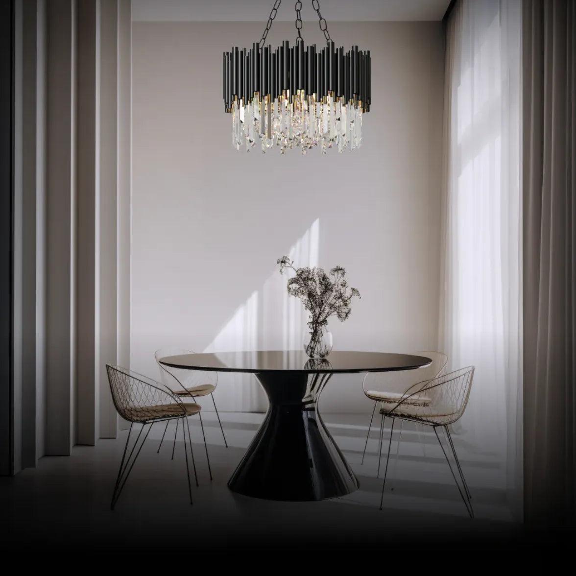 Wrinkled Crystal Black Industrial Chandelier - Clowas