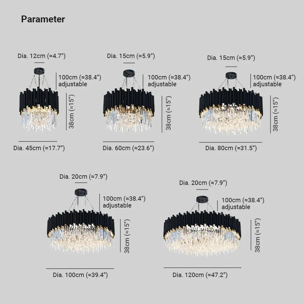 Wrinkled Crystal Black Industrial Chandelier - Clowas