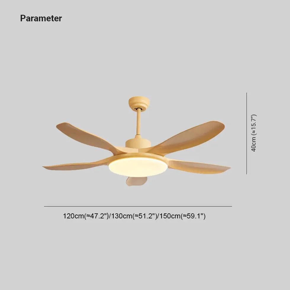 Yellow Bedroom LED Ceiling Fan with Light - Clowas