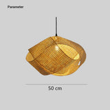 Twist Bamboo Shade Pendant Light for Dining Room, Height Adjustable