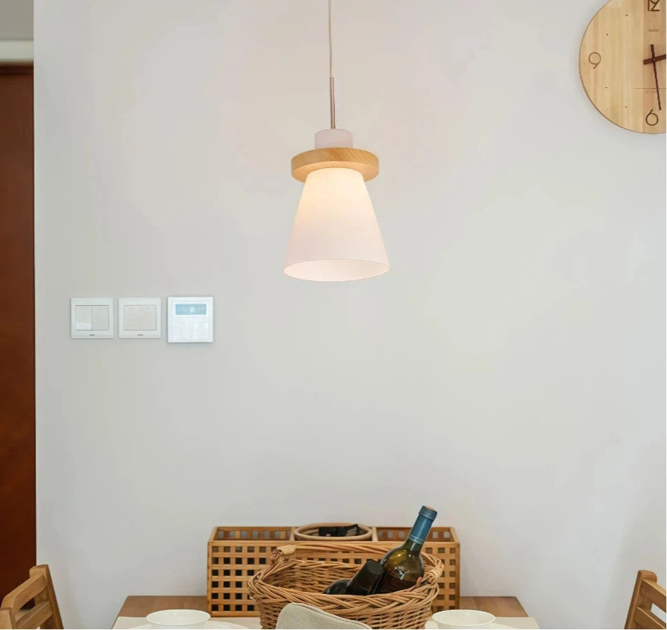 Scandi Cone Opal Glass Pendant Light Dimmable for Dining Room