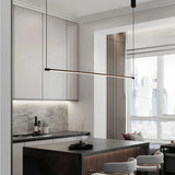 Minimalist Linear Black Pendant Light Metal Dimmable for Dining Room