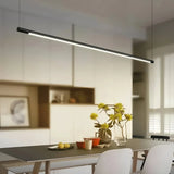 Minimalist Linear Black Pendant Light Metal Dimmable for Dining Room