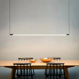 Minimalist Linear Black Pendant Light Metal Dimmable for Dining Room