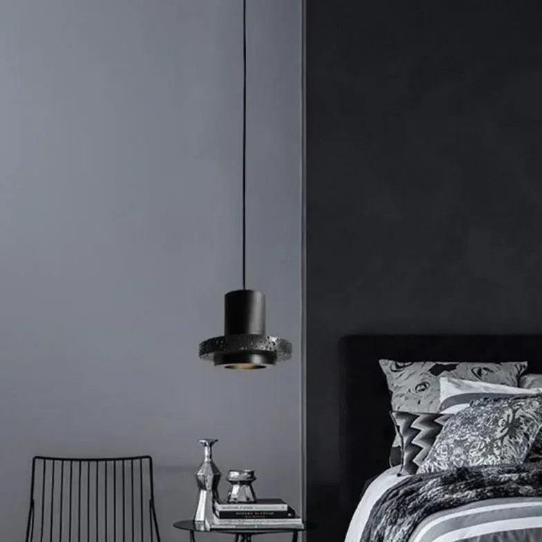 Industrial Black Hole Pendant Light with Cord